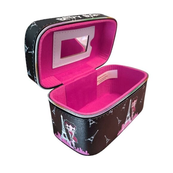 Betty Boop In Paris Black Pink Printed Hardcase Make Up Carrying Case NWT - Picture 9 of 12